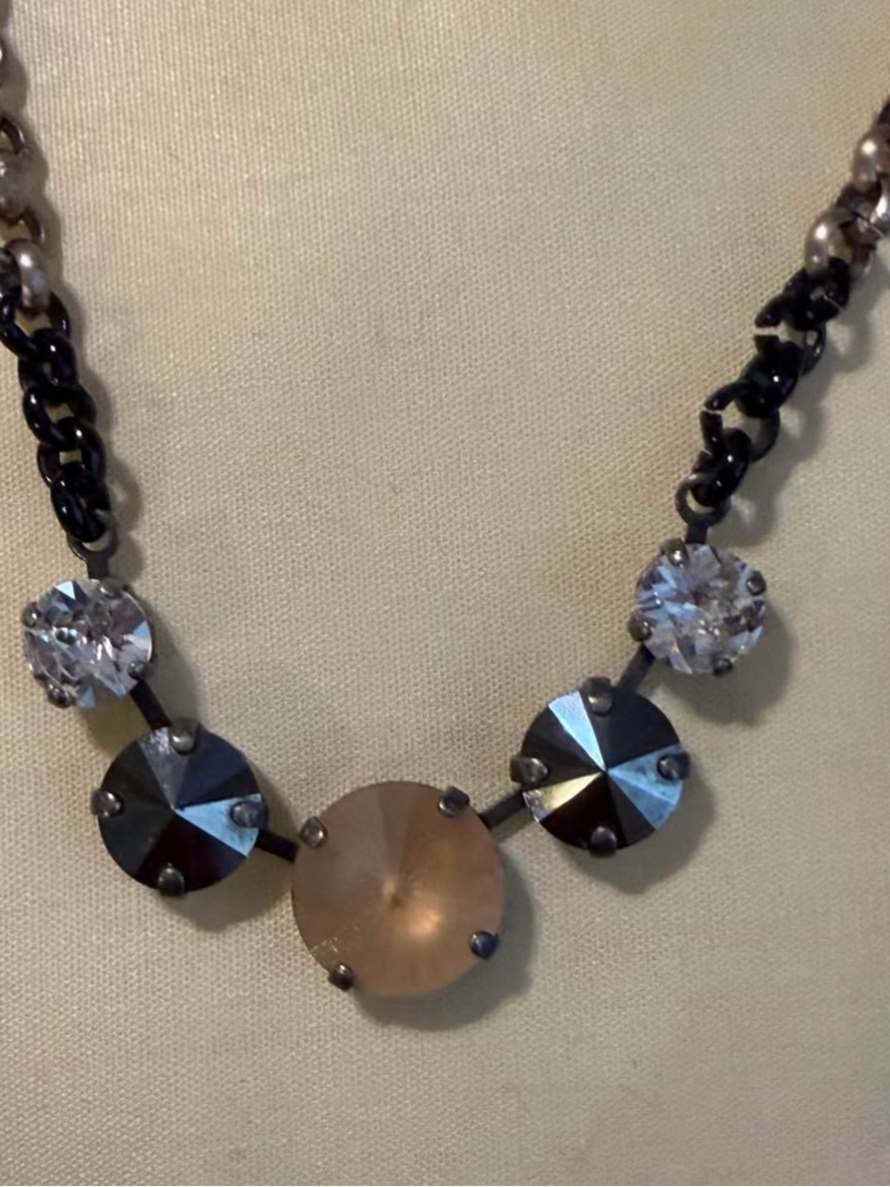 Sabika Black and Champagne Faceted Stone Necklace